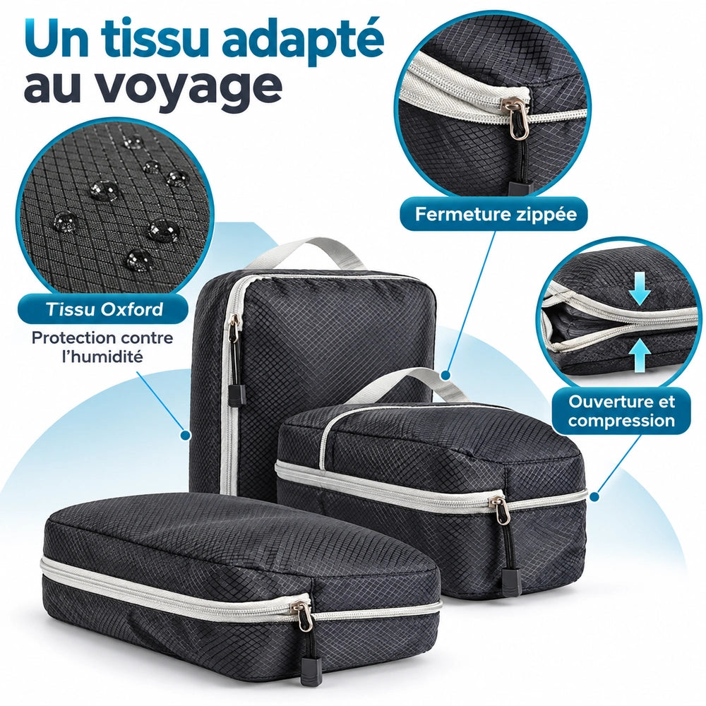 organisateur de valise compressible tissu