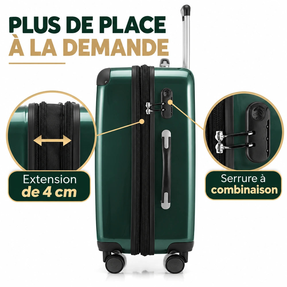 Set de valise en polycarbonate serrure extensions