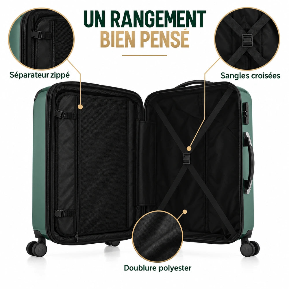 Set de valise en polycarbonate rangement