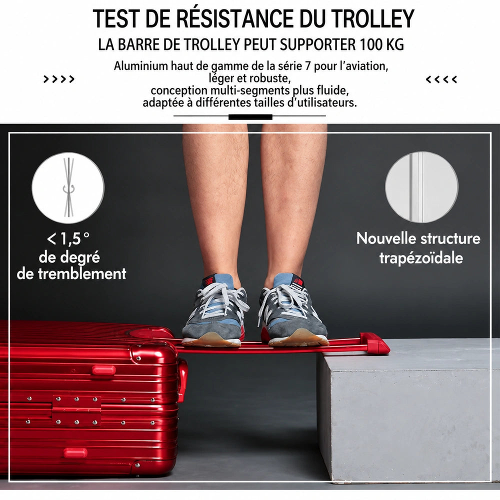 Valise cabine aluminium résistance trolley