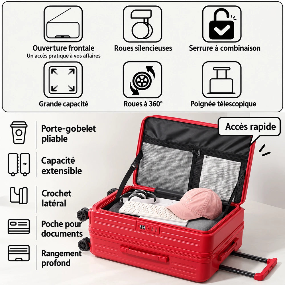 Valise cabine rouge caractéristiques