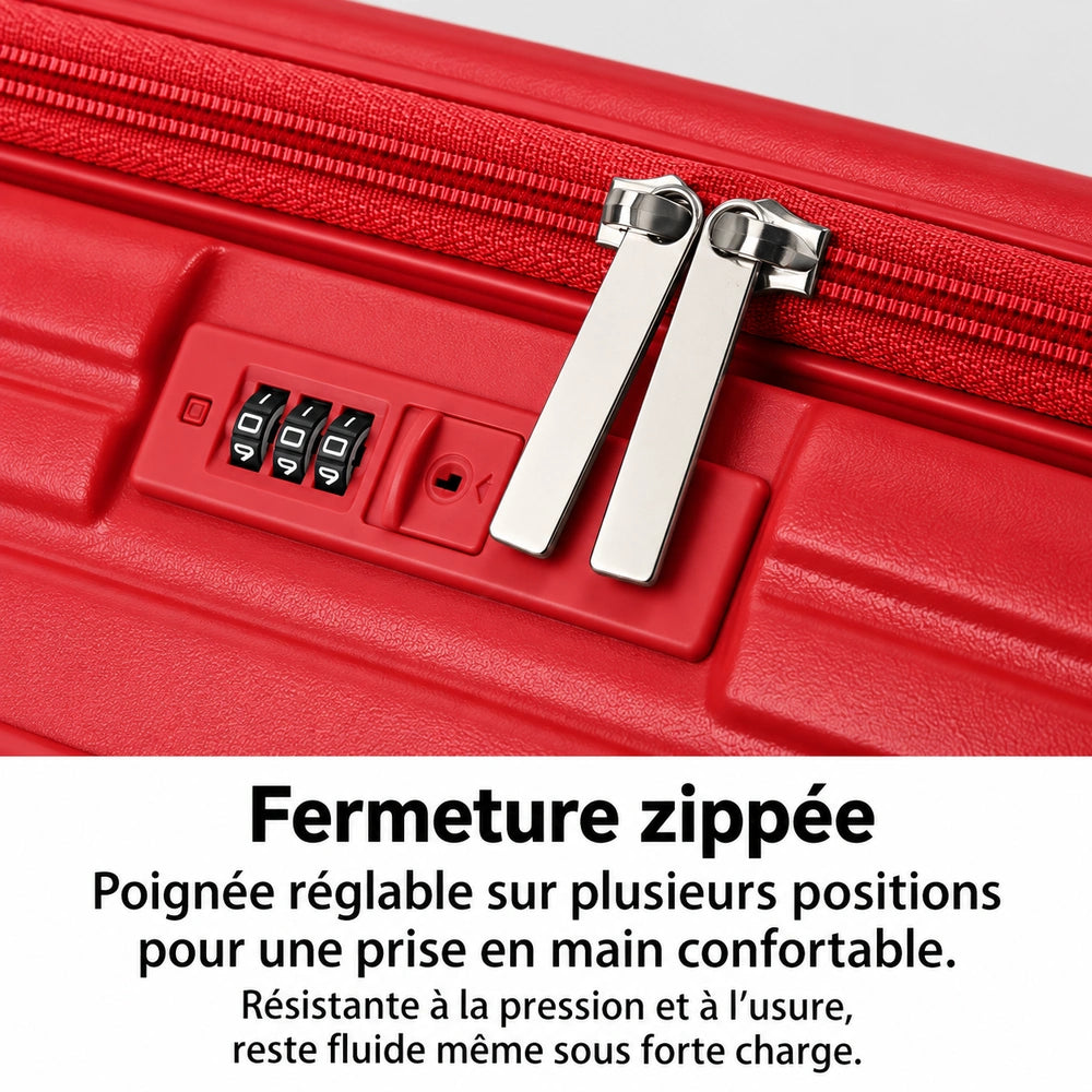 Valise cabine rouge fermeture