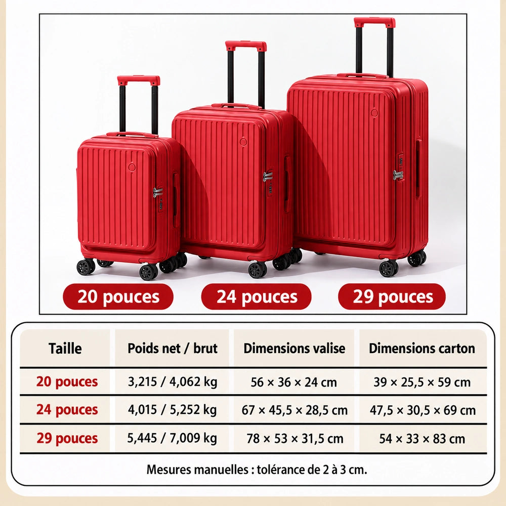 Valise cabine rouge dimensions