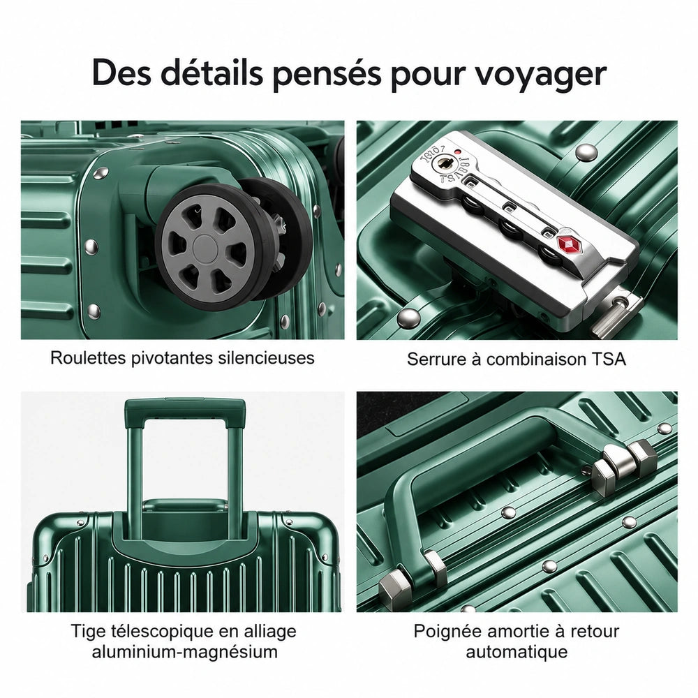 Valise cabine verte détails