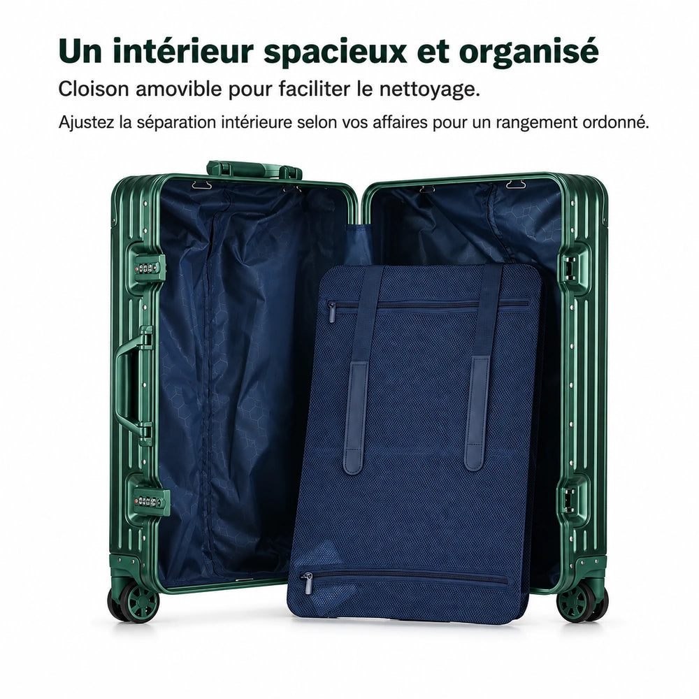 Valise cabine verte intérieur