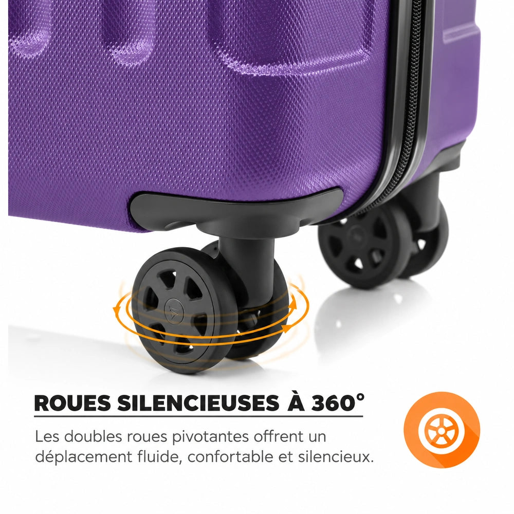 Valise cabine violette roue
