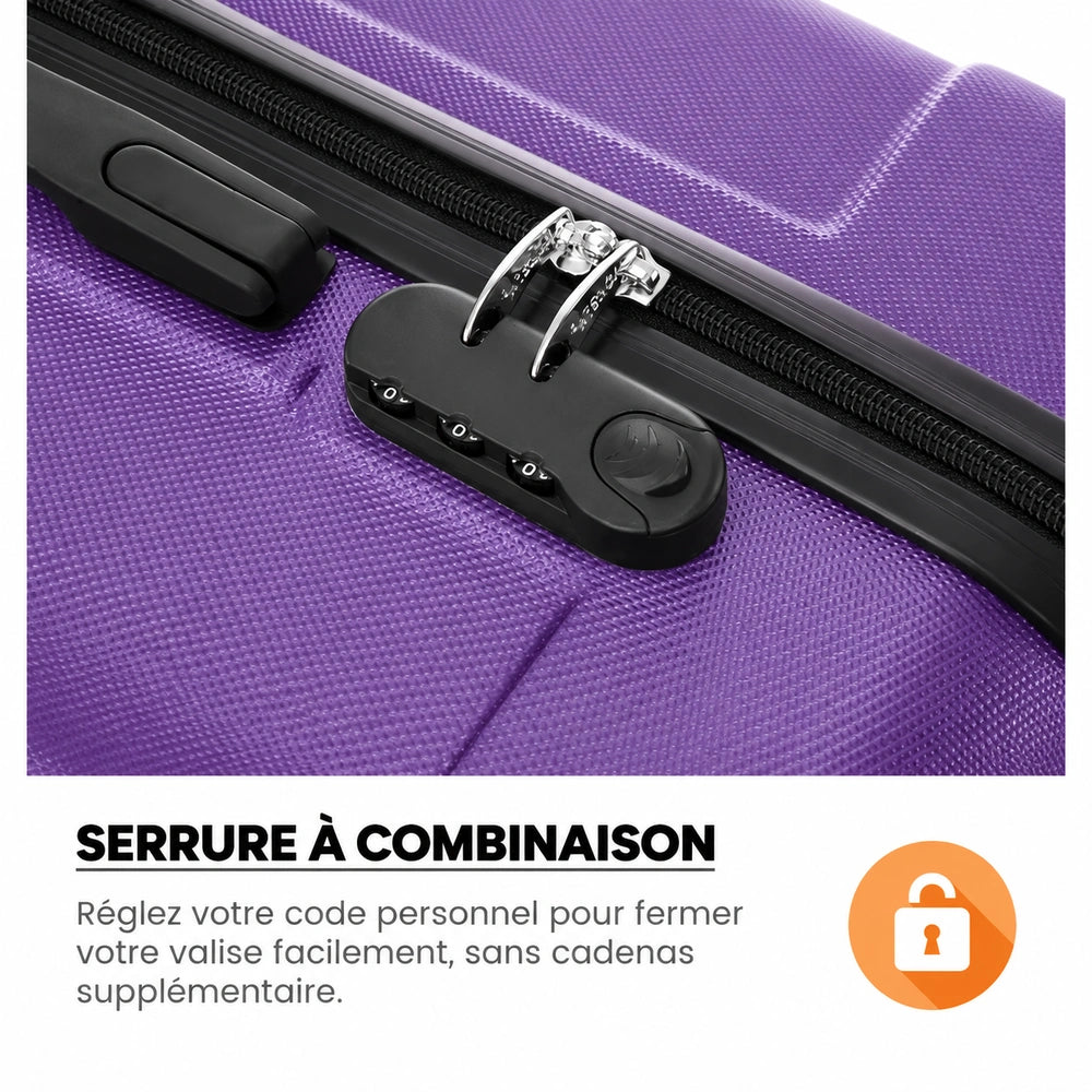 Valise cabine violette serrure