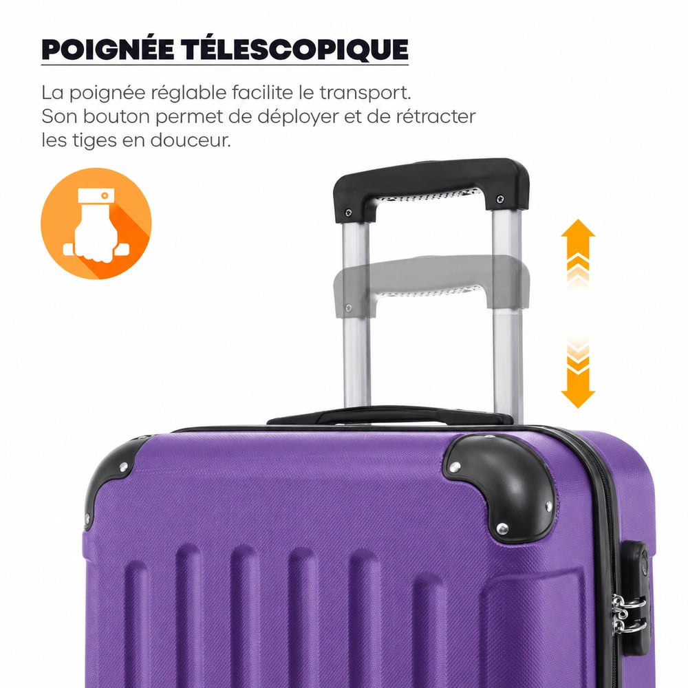 Valise cabine violette poignée