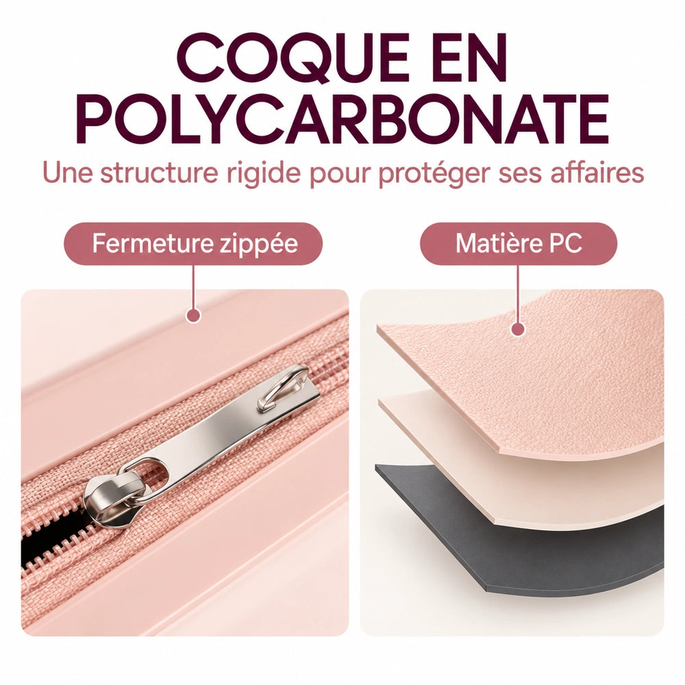 Valise enfant rose coque
