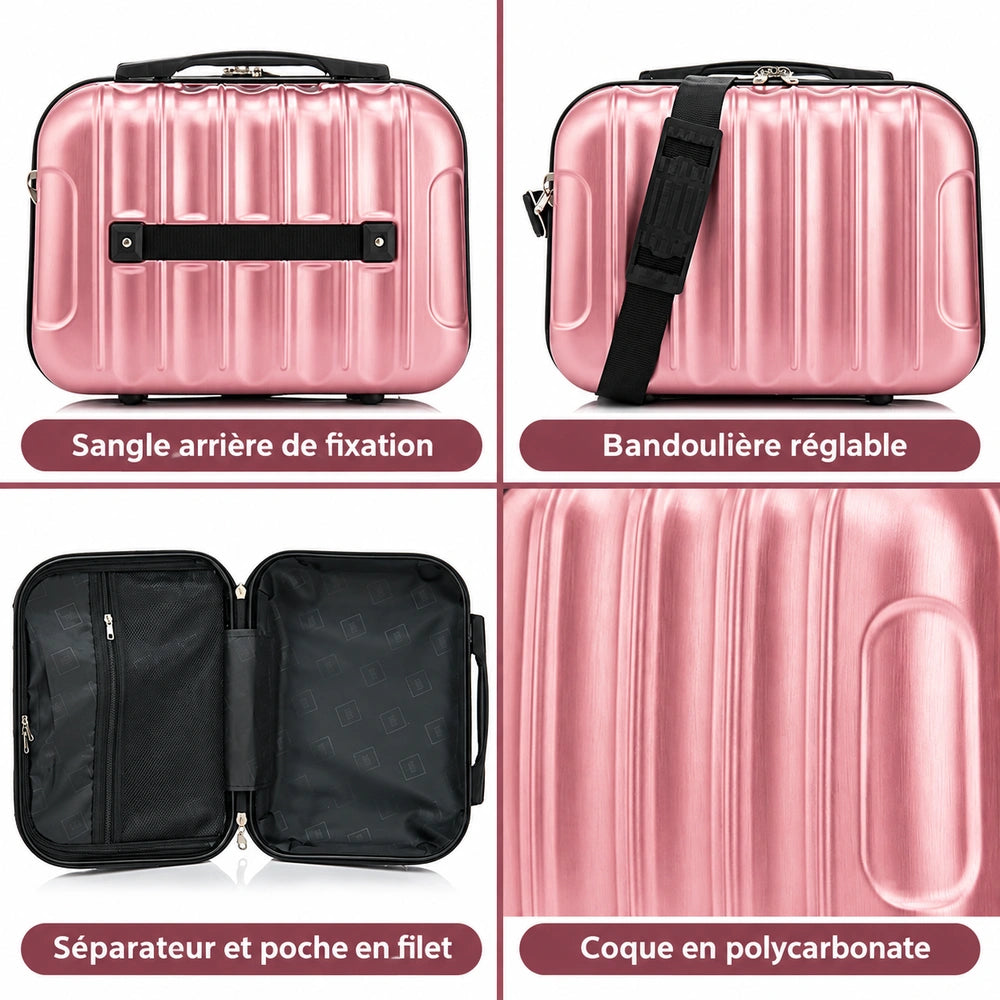 Valise et vanity rose sangle