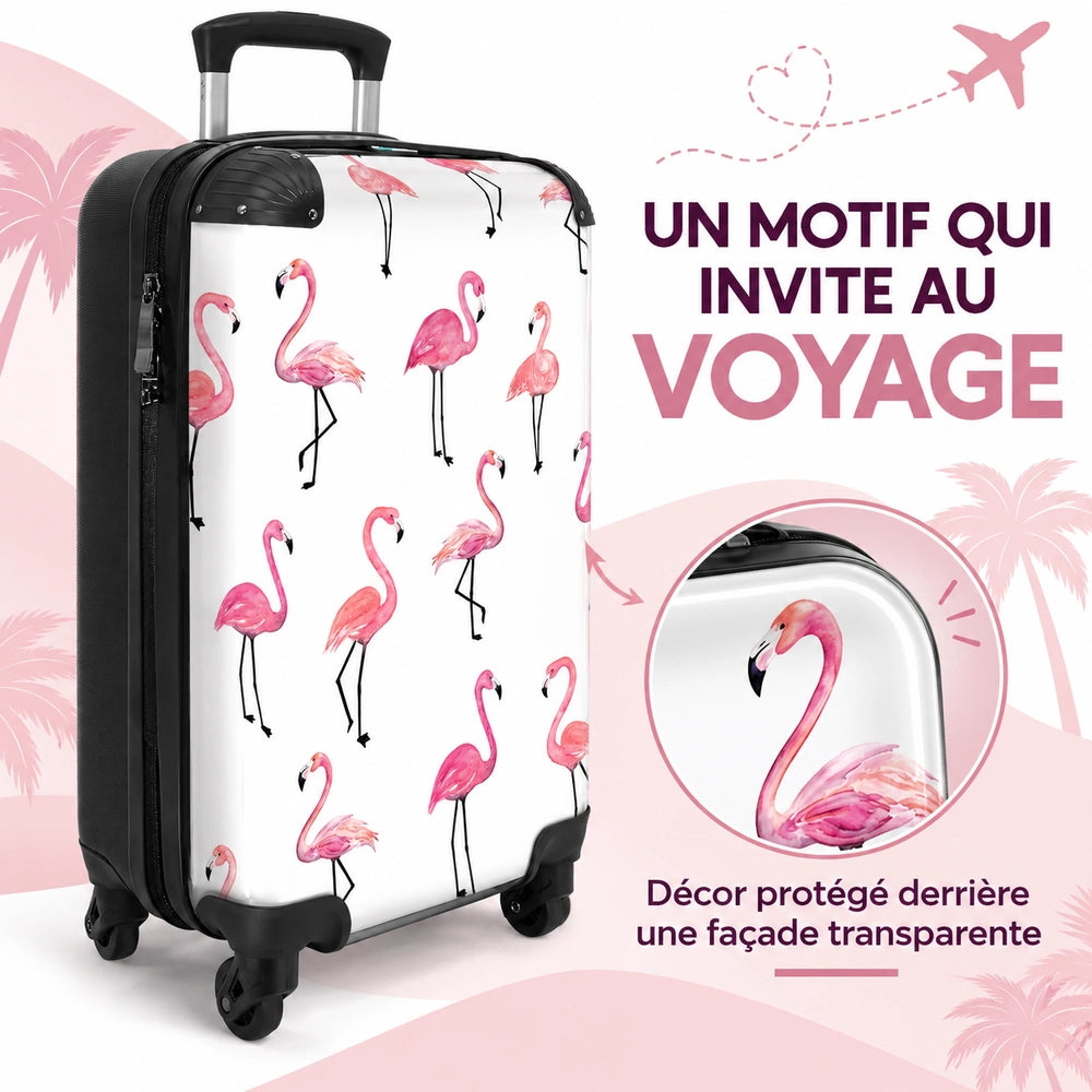 Valise flamant rose motif