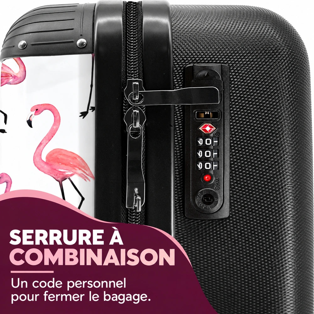 Valise flamant rose serrure