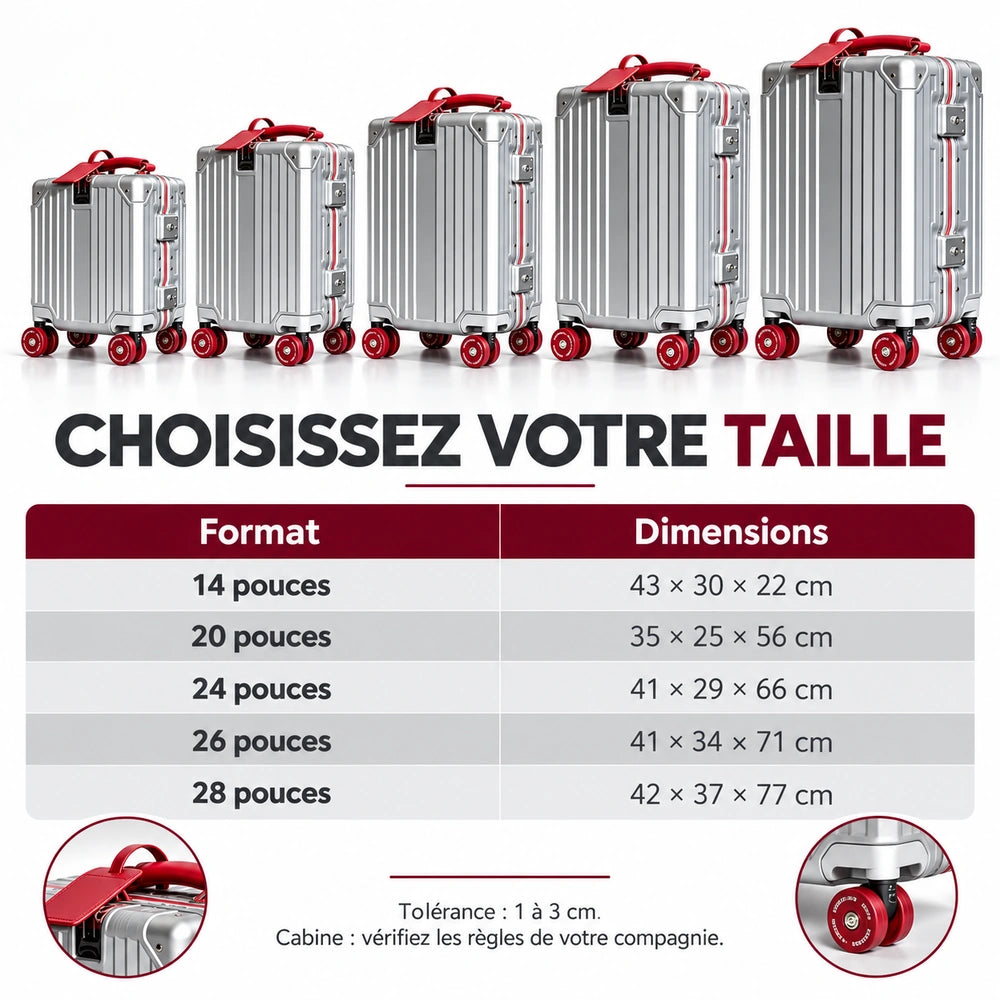 Valise avec roue de skate taille