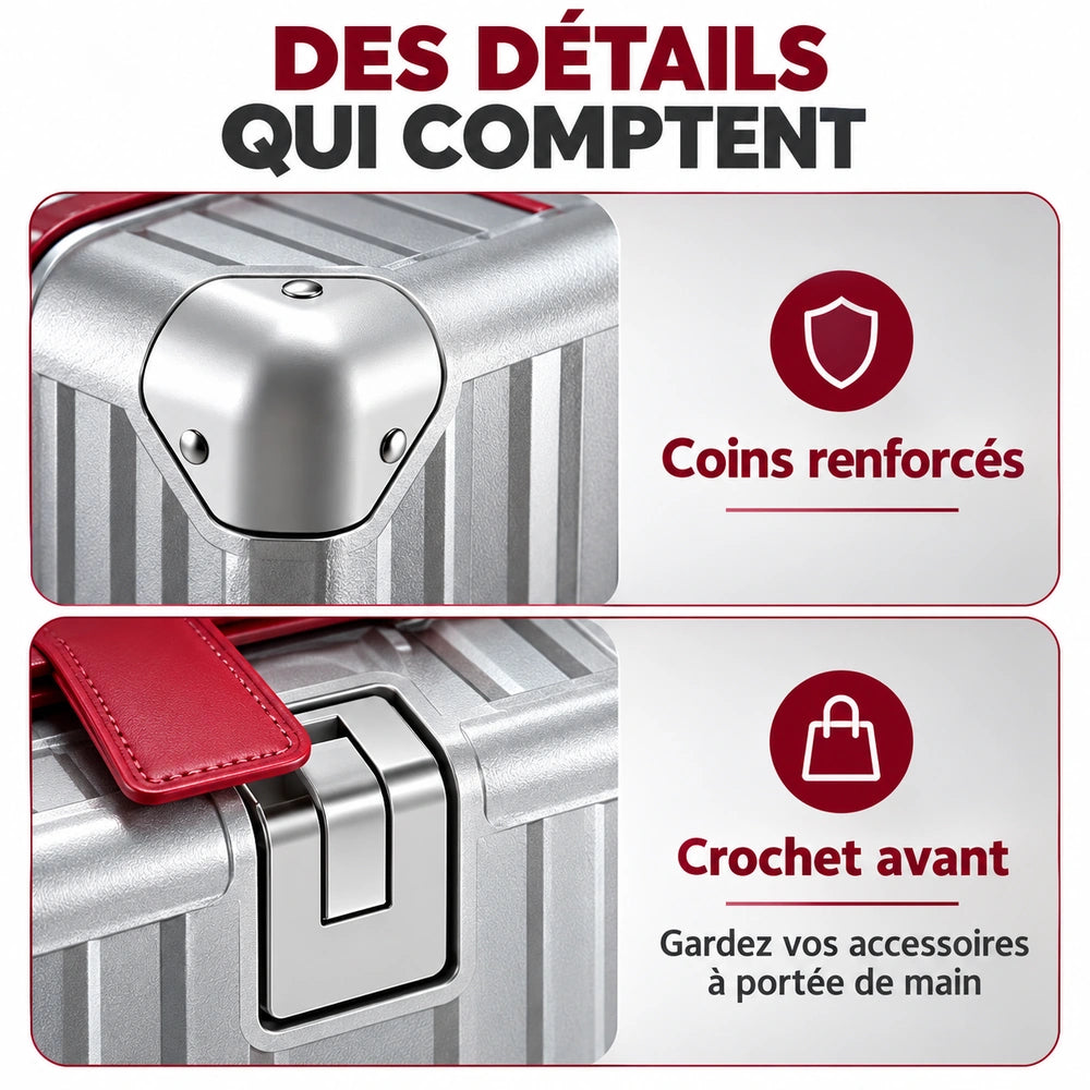 Valise avec roue de skate dรฉtails