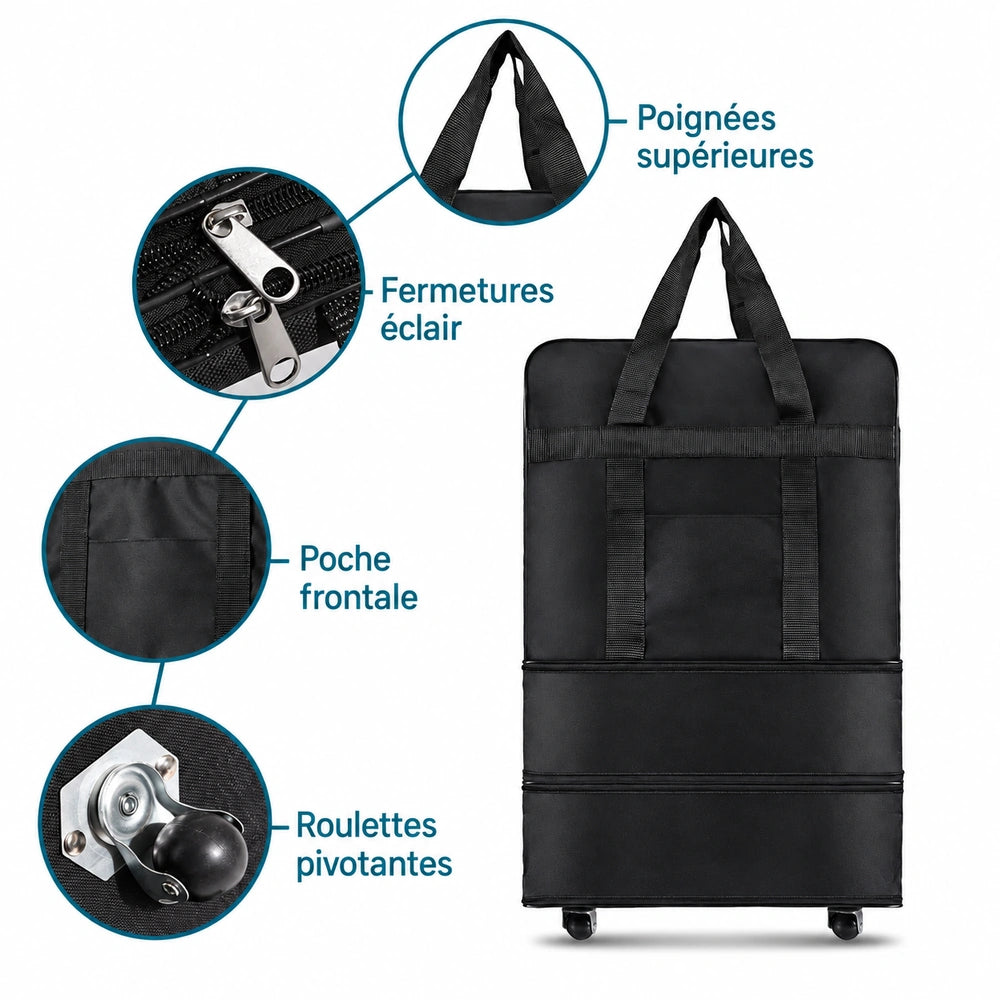 Valise souple extensible dรฉtails