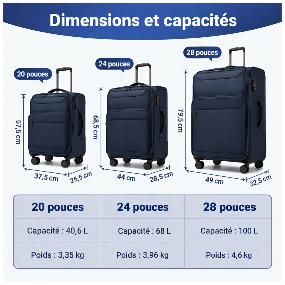 Valise souple soute dimensions
