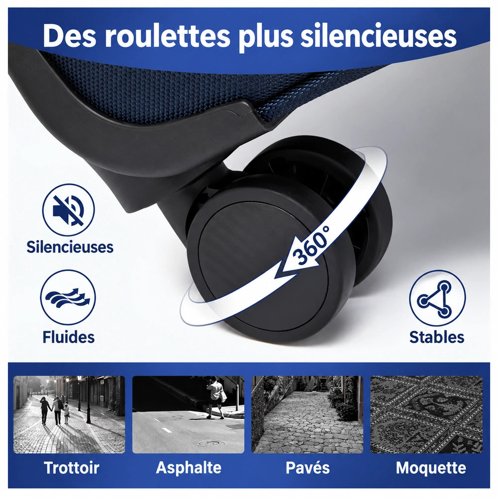 Valise souple soute roulettes
