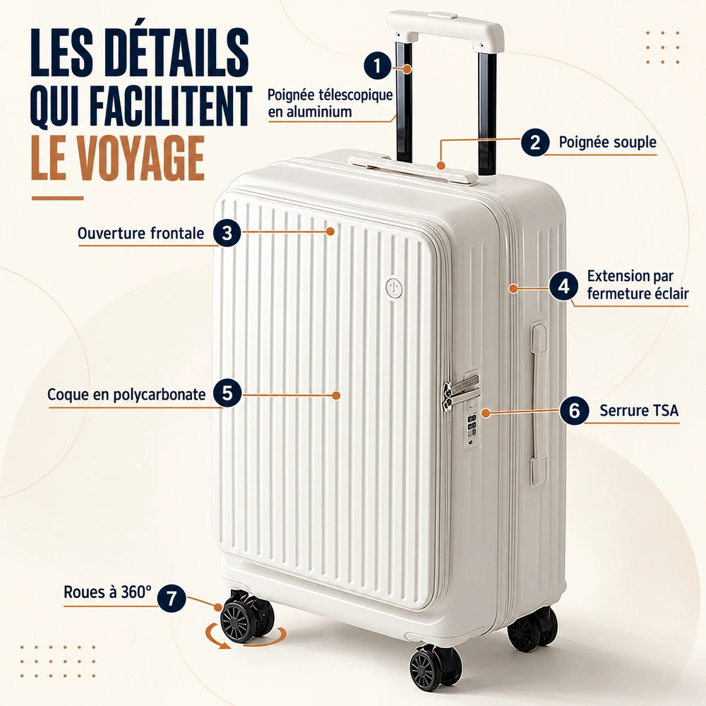 Valise soute extensible dรฉtails