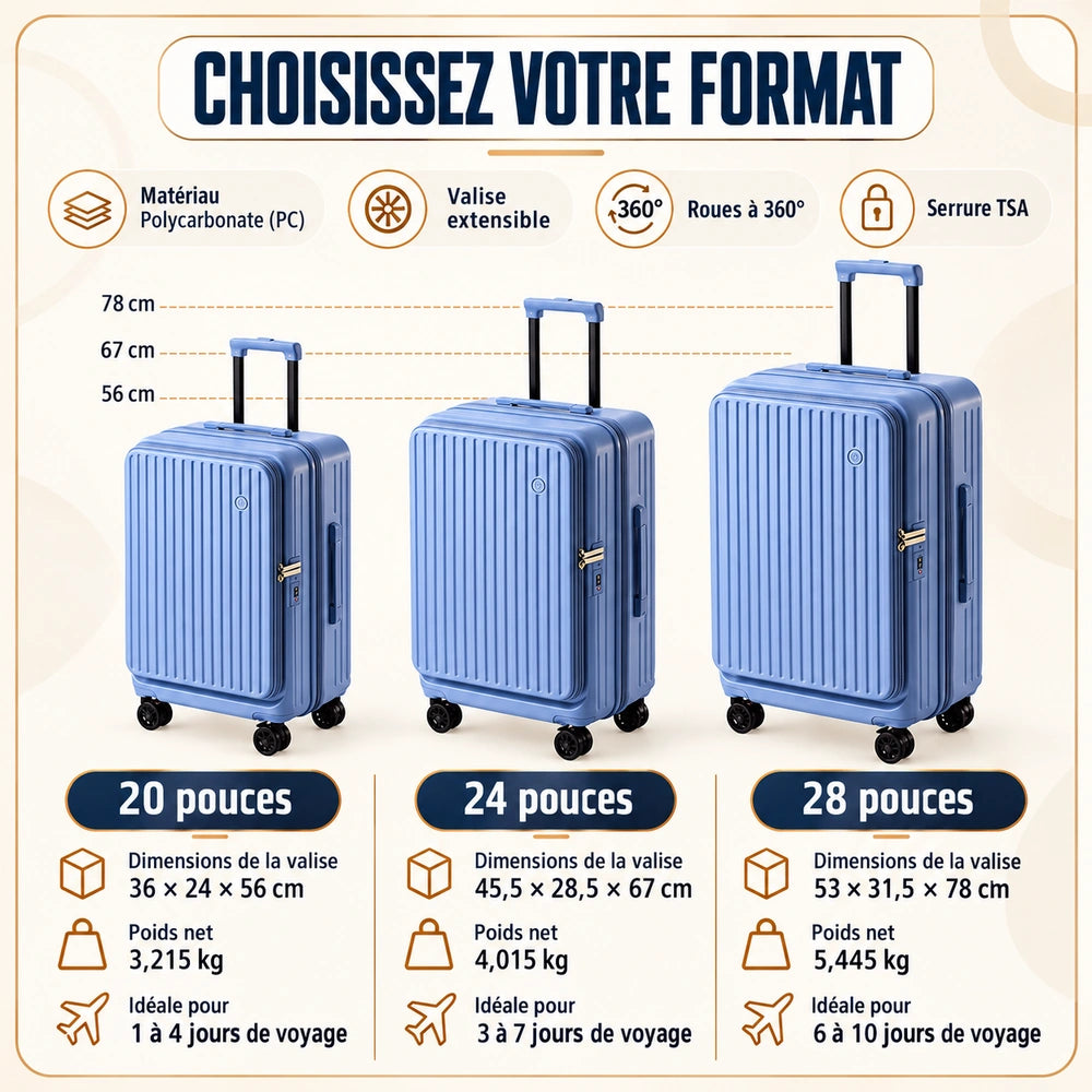 Valise soute extensible dimensions