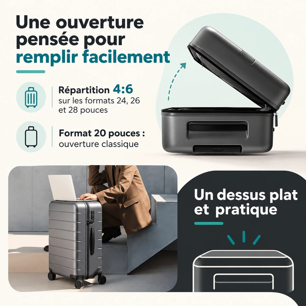 Valise soute polycarbonate ouverture
