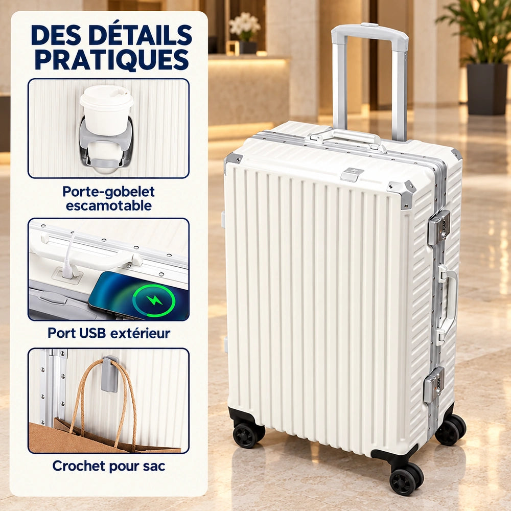 Valise soute sans fermeture éclair détails pratiques