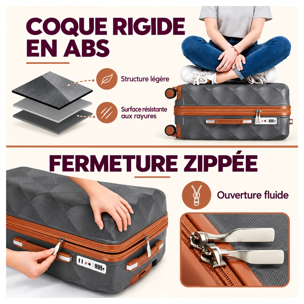 Valise soute TSA coque et fermeture